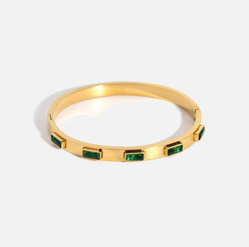 Emerald Rectangle CZ Bangle