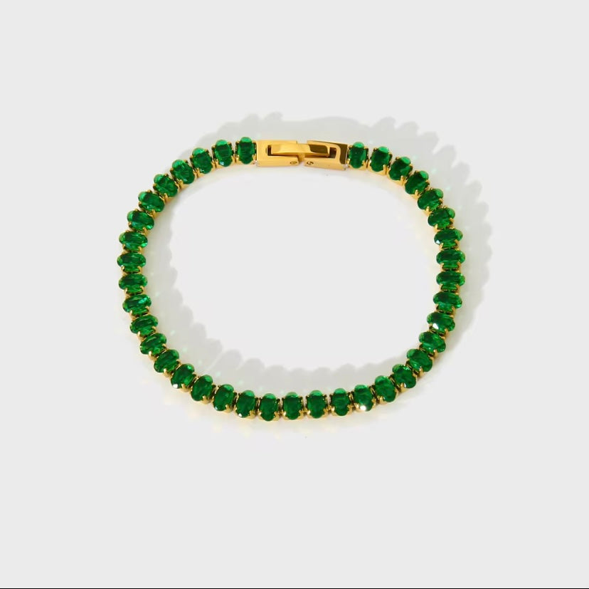 CZ Baguette - Green
