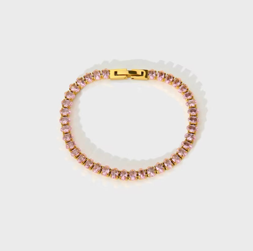 CZ Baguette - Pink