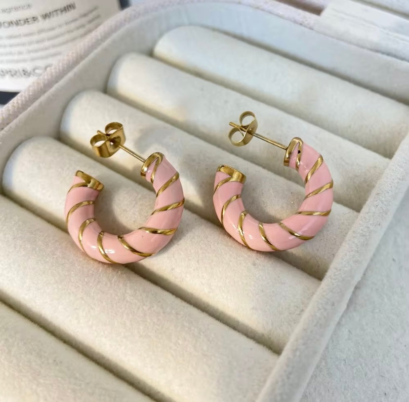 Twist Colored Hoops - Pink