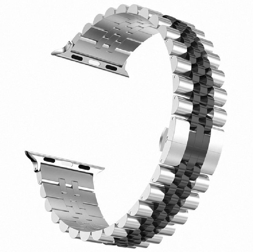 Silver/Black combo classic watch band - Large
