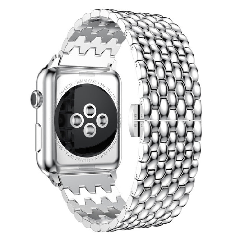 Silver pebble watch band - Large