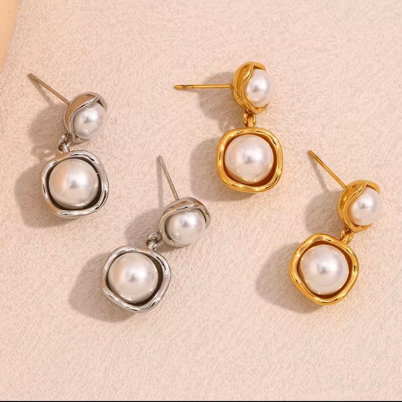 Pearl stud drop - Silver