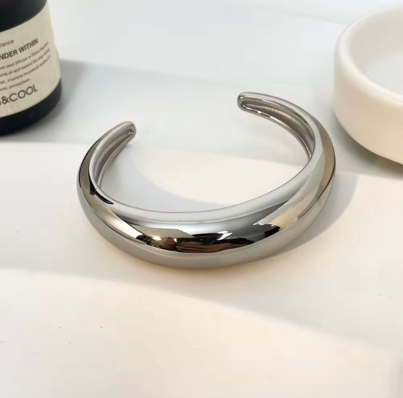 Large Open Bangle - Silver