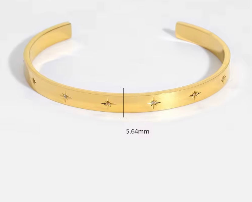 CZ Burst - Open Bangle - Gold