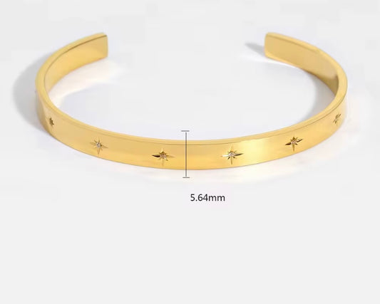 CZ Burst - Open Bangle - Gold