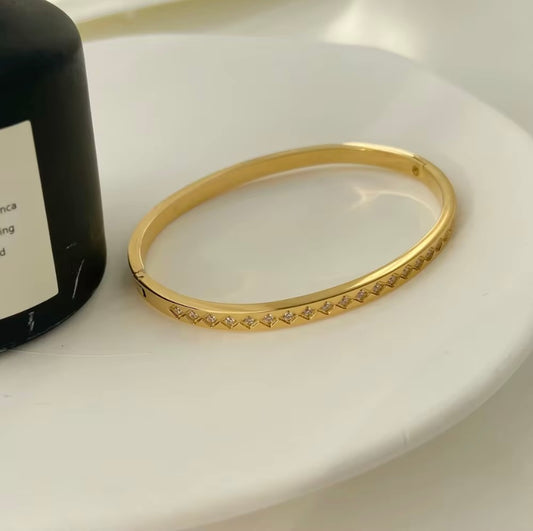 Diamond CZ Bangle - Gold