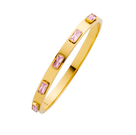 Pink Rectangle CZ Bangle