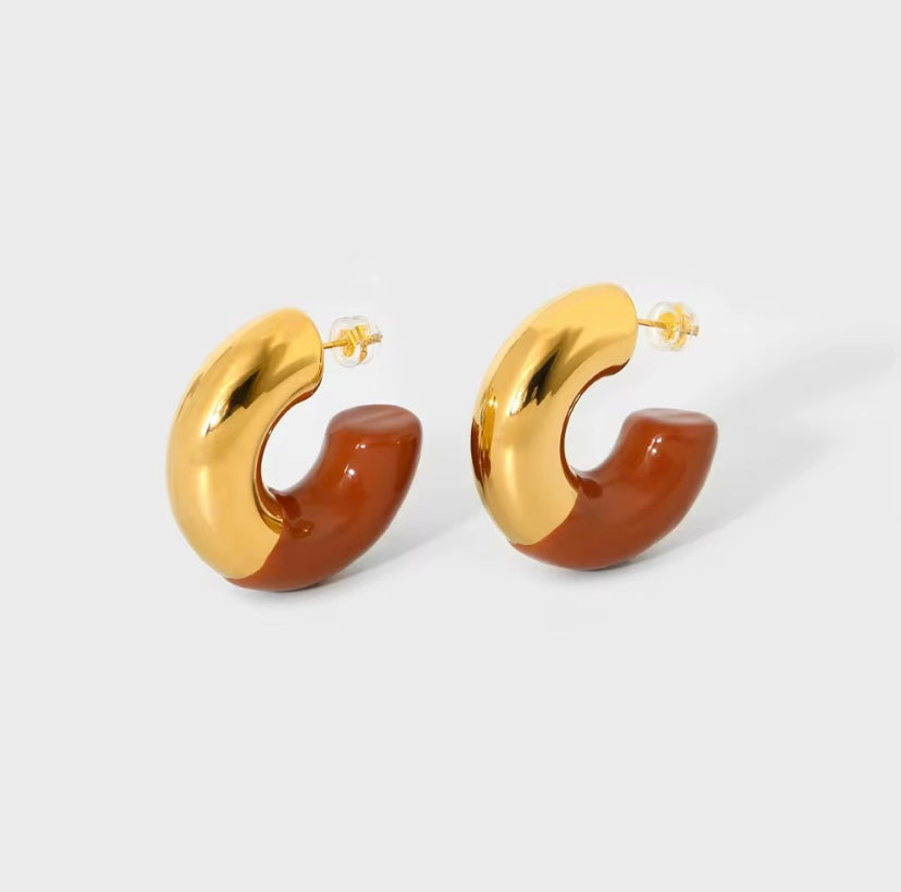 Chunky Half colored Hoop - Burnt Orange