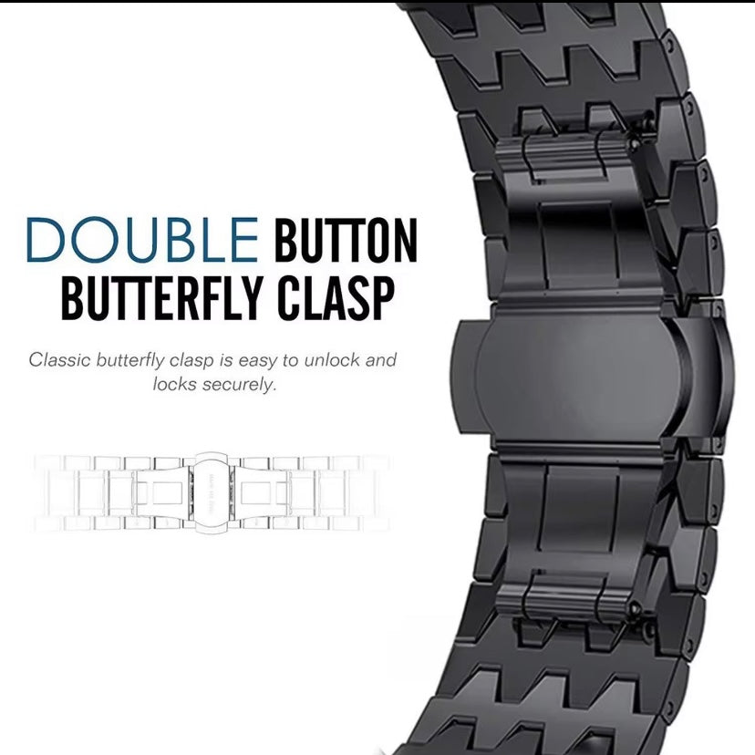 Silver pebble watch band - Large