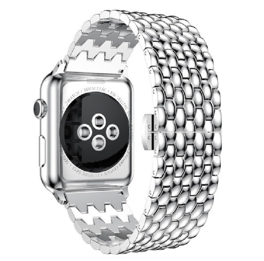 Silver pebble watch band - Large