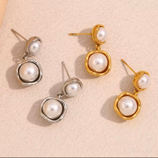 Pearl stud drop - Silver